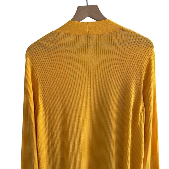 Loft Long Ribbed Knit Yellow Duster Cardigan Casual Boho Stretch Layering XXL - Picture 10 of 16